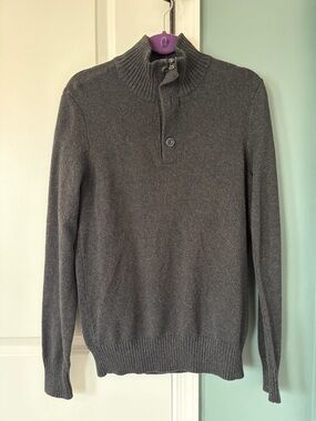 American Eagle Outfitters Charcoal Gray Half-Zip Mock Neck Sweater